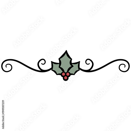 Christmas Holly Swirl Border