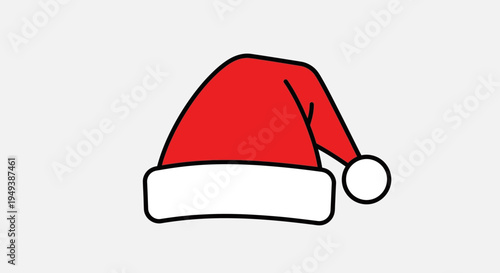 Traditional Red Santa Claus Hat with White Pom-Pom and Brim in Bright Studio