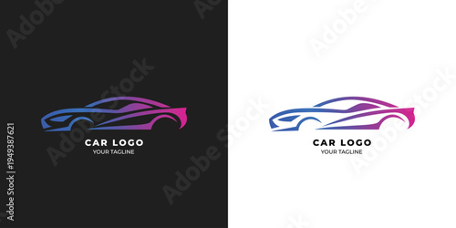 Modern Gradient Car Logo – Minimal Automotive Branding with Blue Purple Pink Gradient