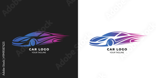 Sport Car Logo with Speed Lines – Modern Gradient Racing Automotive Emblem