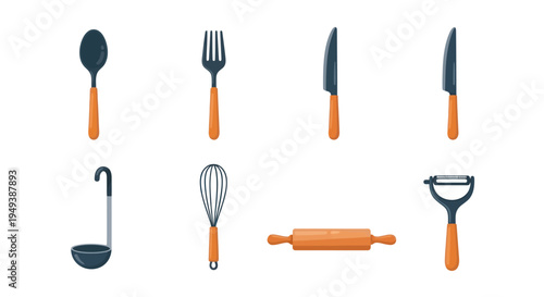 Kitchen utensils set isolated illustration