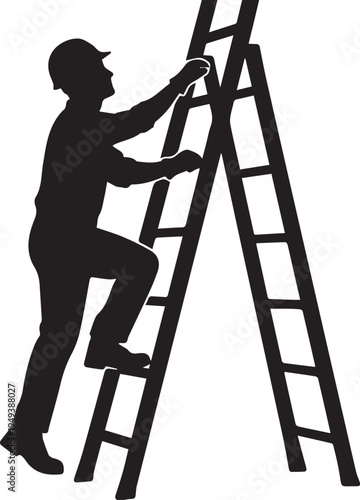 worker climbing ladder
