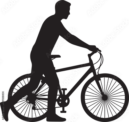person pushing bicycle