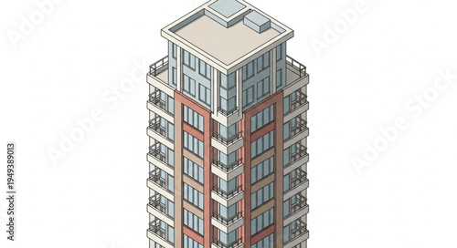 Modern Apartment Building with Balconies and Glass Facade.