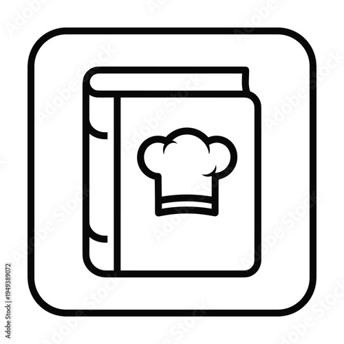 Cookbook Icon with Chef Hat Symbol