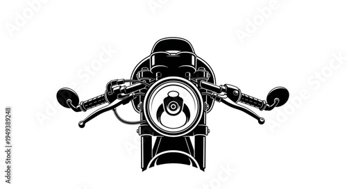 Vintage Motorcycle Handlebars and Dashboard Close Up.