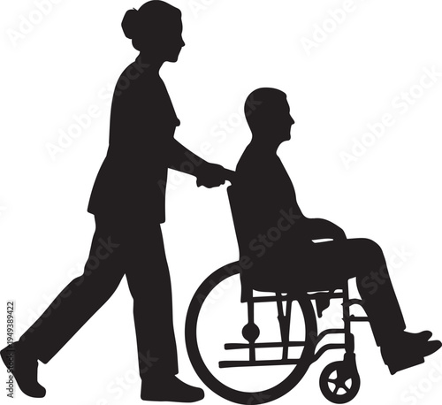 nurse pushing wheelchair