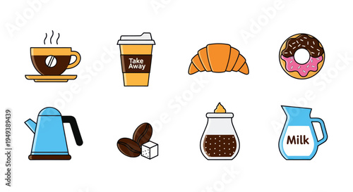 Coffee and bakery icon set