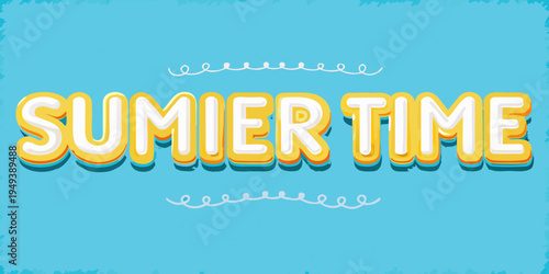 Retro styled typography spelling summer time on a blue background