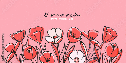 Floral illustration celebrating international women s day on march 8th