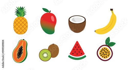 Colorful tropical fruits illustration