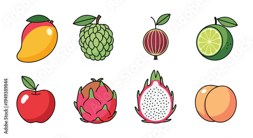 Colorful tropical fruits illustration