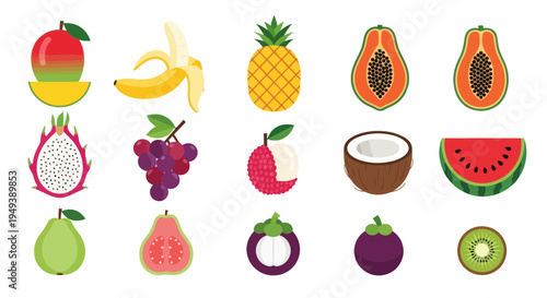 Colorful tropical fruits illustration