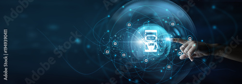 Quadro su tela AI developer holding smart device