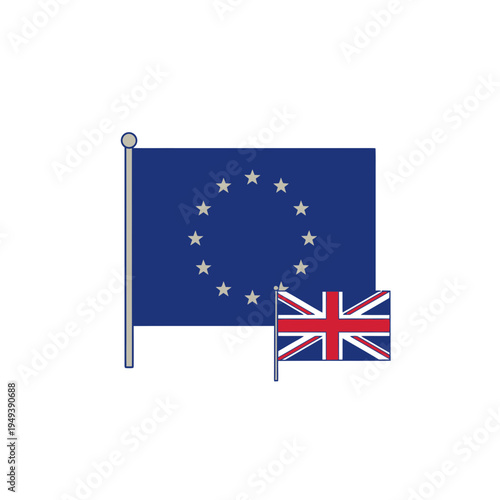 Flags of Europe and the United Kingdom vector illustration