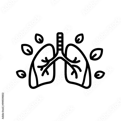 Stylized Lungs with Leaves Icon vector illustration