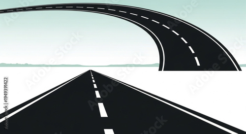 Abstract Road Leading to Horizon with Curved Path Above.