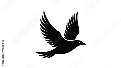flying bird silhouette icon minimalist black bird with spread wings symbol nature wildlife freedom concept isolated on light background