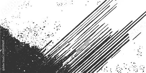 Abstract black brush strokes create a dynamic visual composition, exuding an artistic expression of form, texture and graphic elegance.