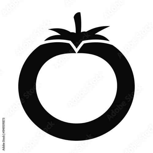 Black silhouette icon of a tomato on white background