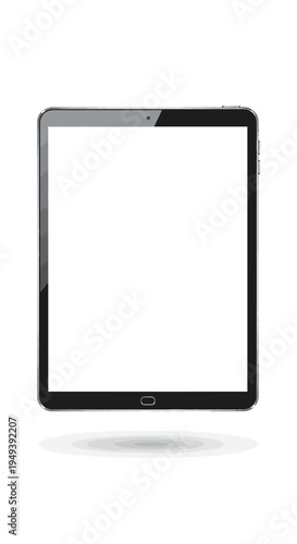 Modern Black Tablet with Blank Screen.