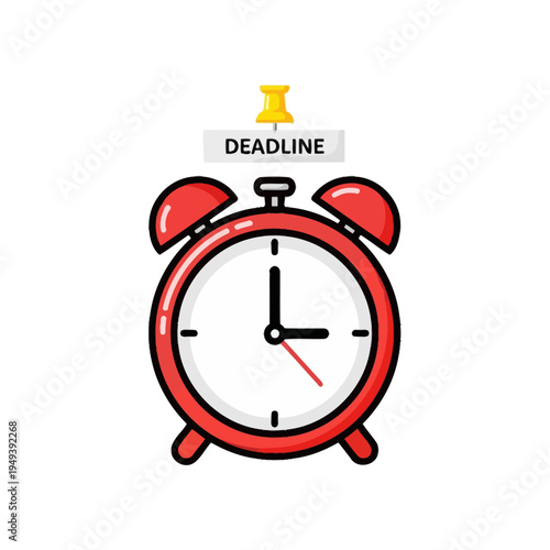 Red Alarm Clock with Deadline Notice.