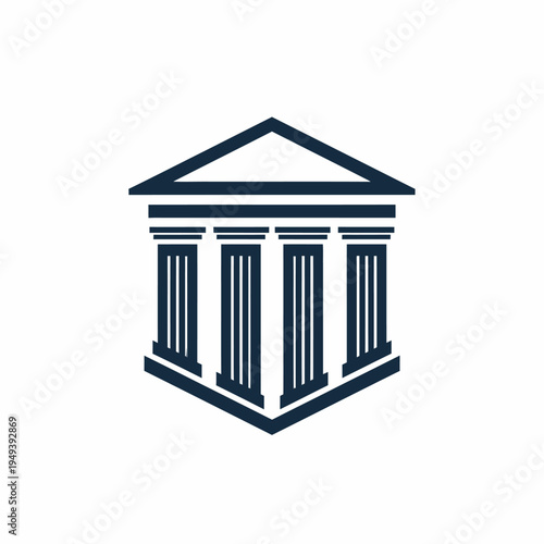 Minimalist Ancient Building with Pillars Logo Design for Law and Government on isolated white background