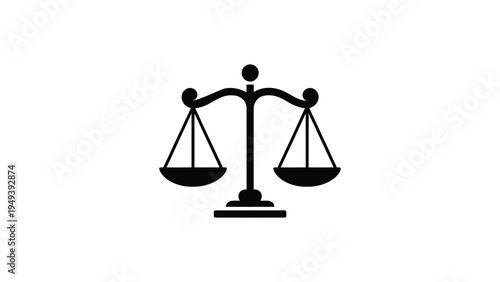 justice scale balance law symbol minimalist legal balance icon black silhouette courtroom justice concept isolated on light background