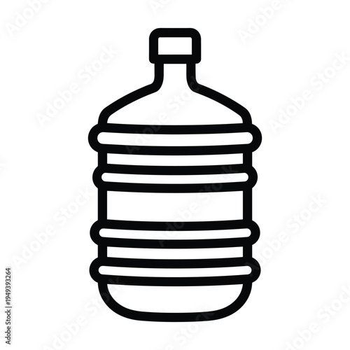 Large water cooler jug icon, simple black and white illustration