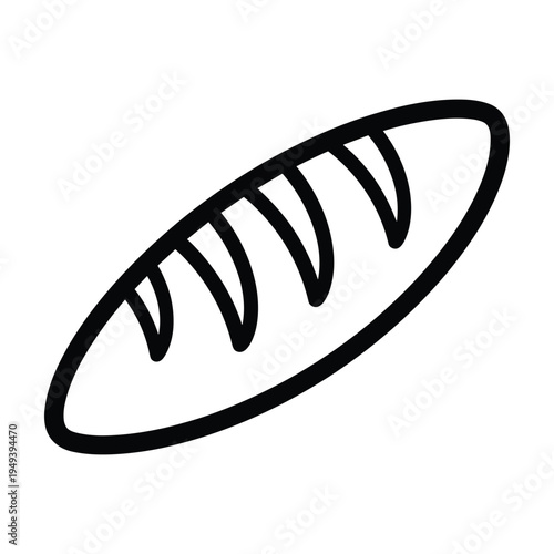 Simple Black and White Icon of a Loaf of Bread