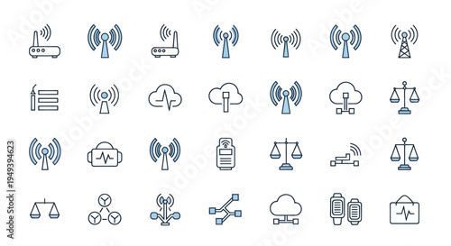 Network and communication icons set
