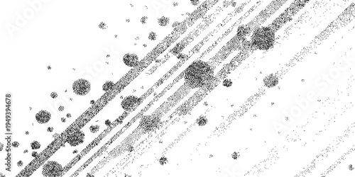 Abstract lines and circles art of a dark shade of gray are splashed across the composition, creating a dynamic visual effect, offering a contemporary art feel.