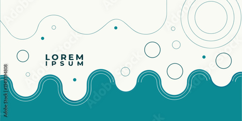 Abstract wavy background with overlapping circles and teal color scheme