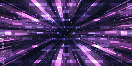 Abstract purple and black streaks converge toward a vanishing point