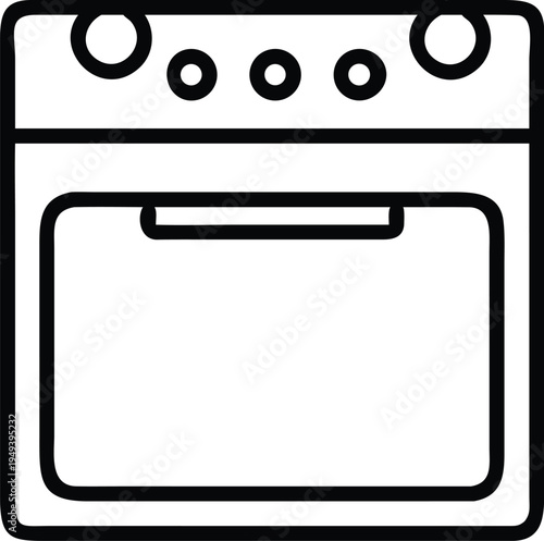Black and white line of an oven