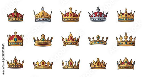 Collection of Royal Crowns and Regal Headwear Designs.