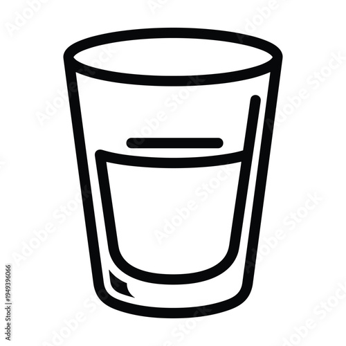Simple Shot Glass Icon with Liquid and Line, Vector Illustration