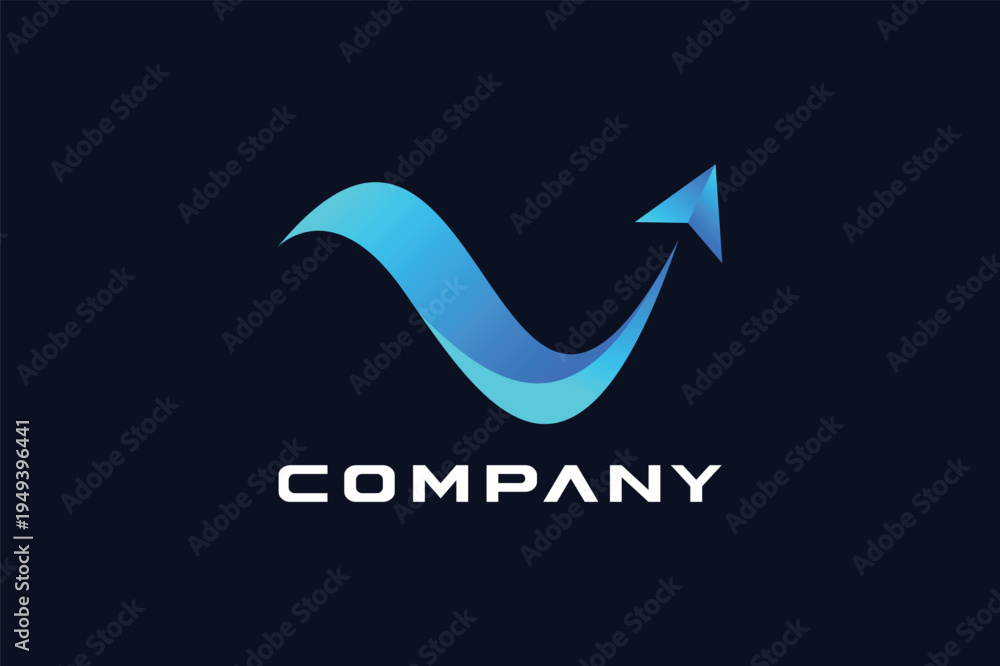 Fototapeta premium letter V liquid paper airplane logo