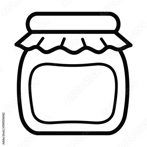 Jar with Lid and Label Icon - Simple Line Art