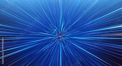 Abstract blue light streaks radiating from center.