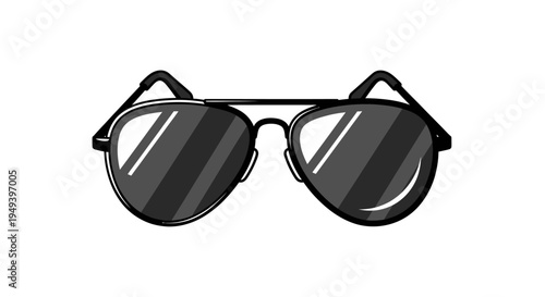 Black Sunglasses with Dark Lenses Illustration.