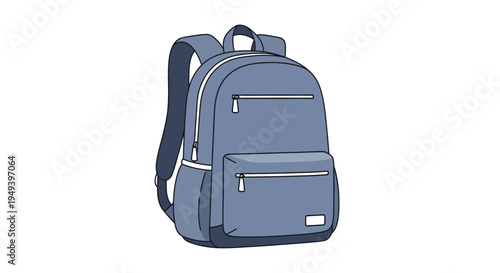 Blue Backpack with Pockets and Straps.