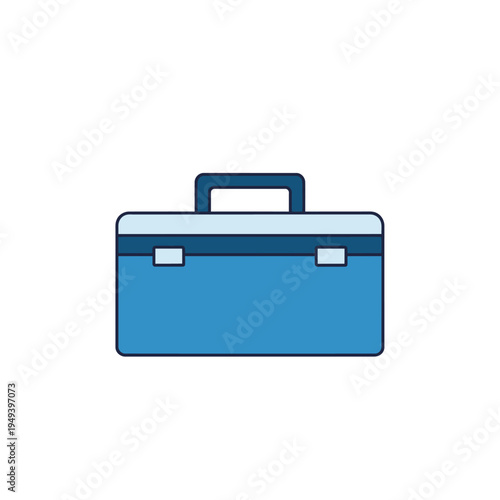 Blue Briefcase with Handle and Latches.