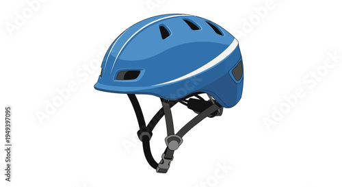 Blue Bicycle Helmet with Black Straps.