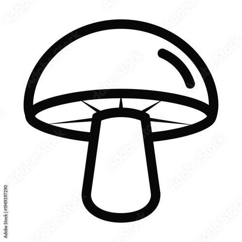 Mushroom icon, outline vector graphic, simple food and nature symbol