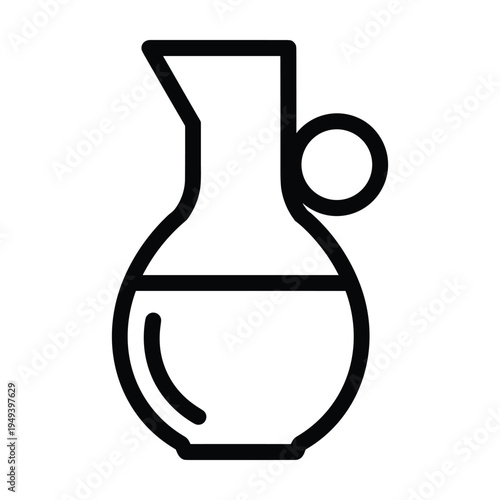 Simple Line Icon of a Pitcher or Carafe with Liquid
