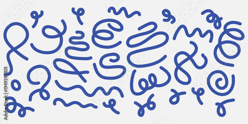 Collection of blue squiggles and swirls