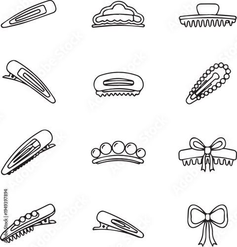 Collection of various hair accessories and clips