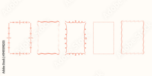 Collection of red dashed and dotted rectangular borders