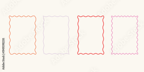 Four colorful wavy rectangular frames